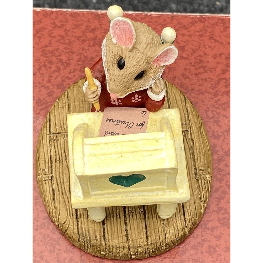 Hallmark Tender Touches Figurine Mouse at Desk Christmas Letter to Santa 1989